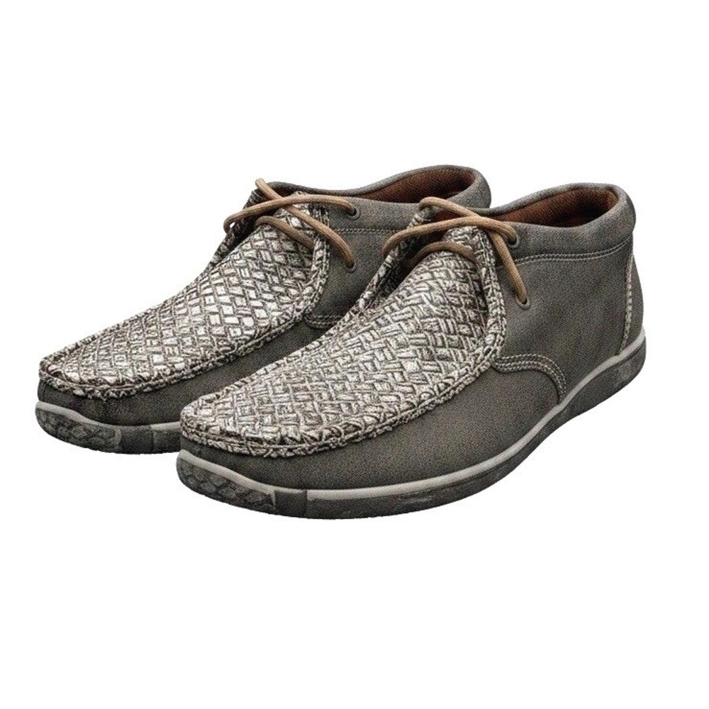 REYWELT Men's Wallaby Shoes Size 9.5 Woven Leather Huarache Moccasin Gray New